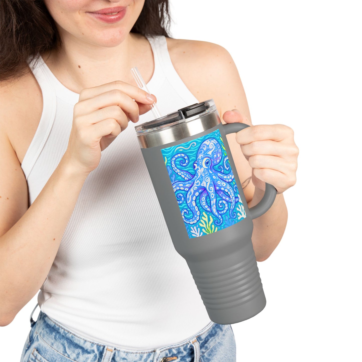 Kraken Joe/Blue Insulated Travel Mug - 40oz - Perfect for Outdoor Adventures