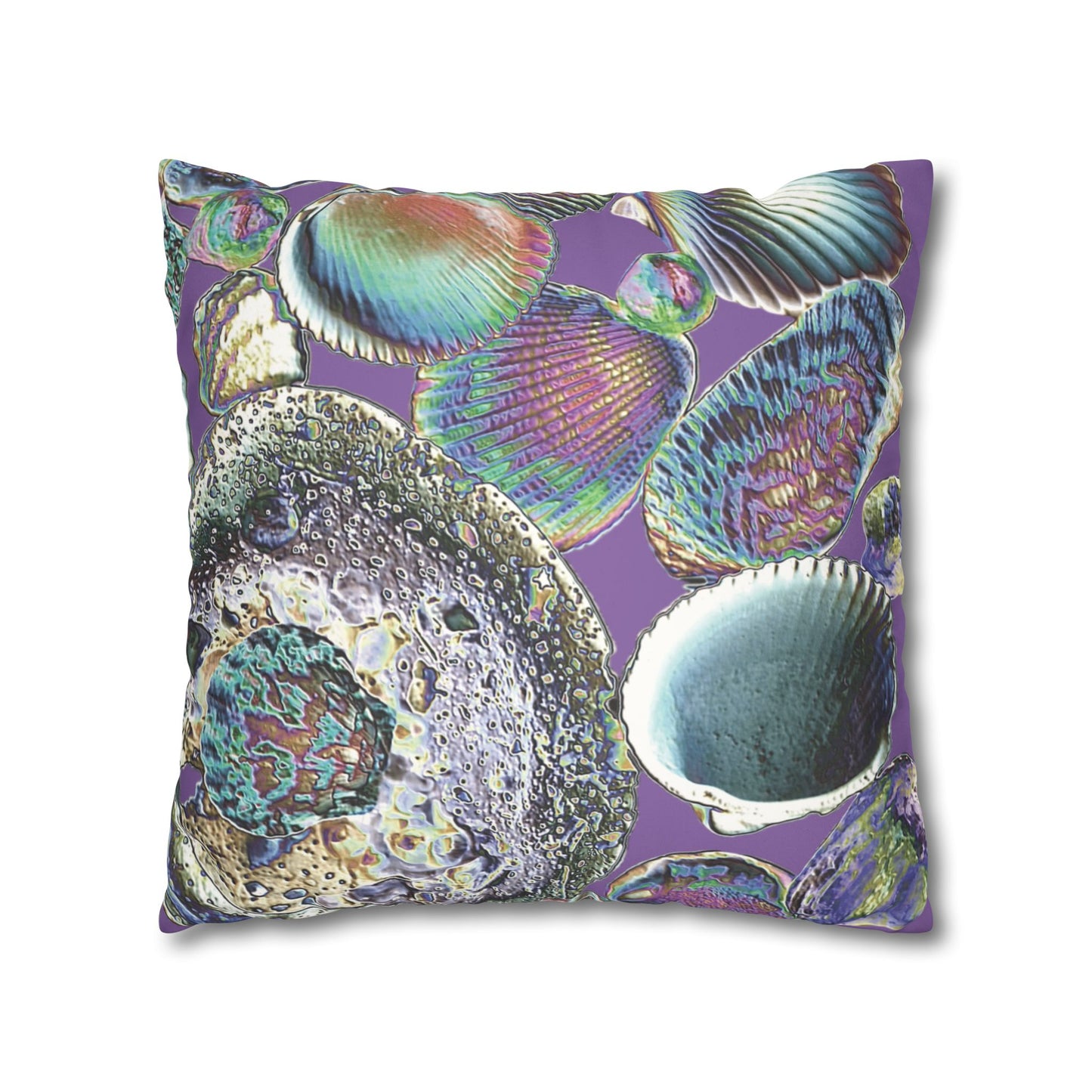 Faux Suede Square Pillowcase - Heatwave Seashell Collection, Light Purple