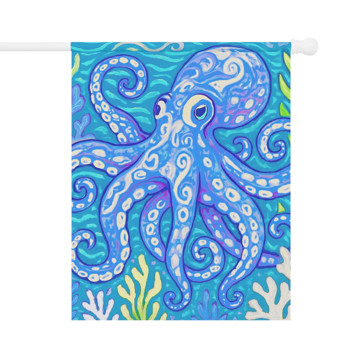 Tropical Garden Flag - Perfect for Outdoor Decor / Octopus Kraken Joe, Blue