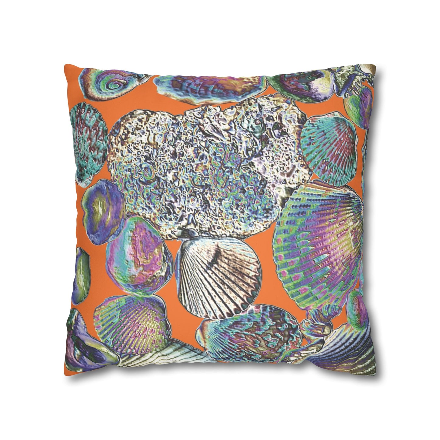 Faux Suede Square Pillowcase - Heatwave Seashell Collection, Crusta Lt. Orange