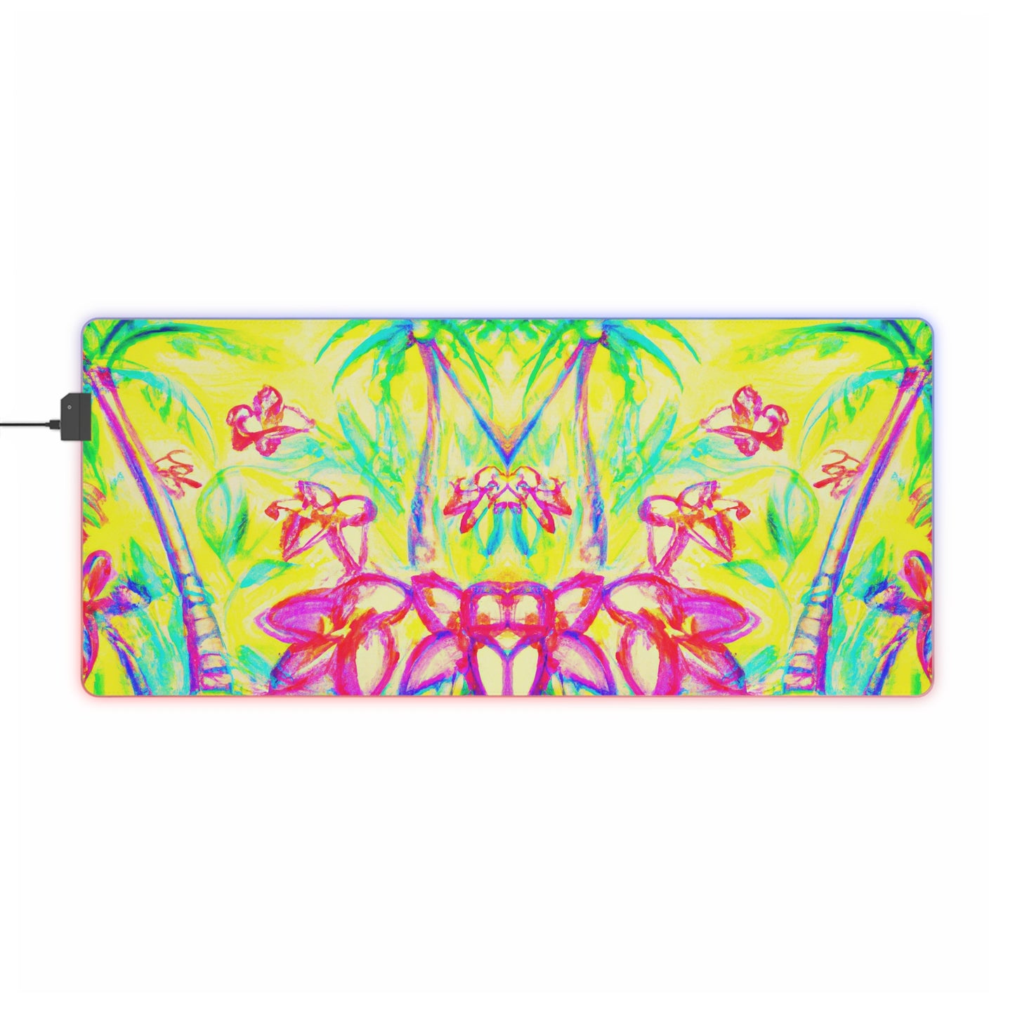 LED Gaming Mouse Pad With Vibrant RGB Lighting, 4 Sizes / Tropical Doodles, Yellow