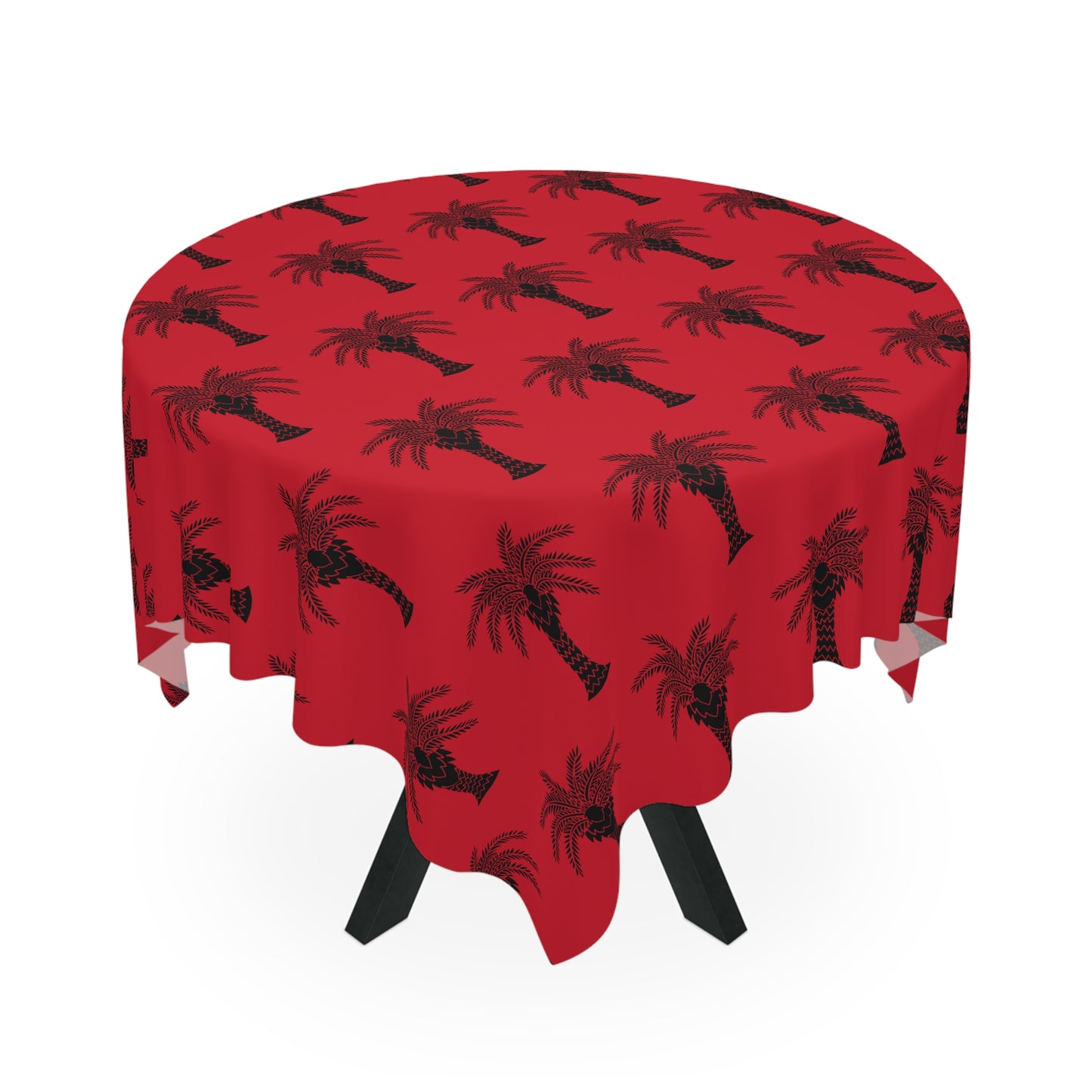 Palm Glory / Dark Red ~ Square Tablecloth, 55" x 55"