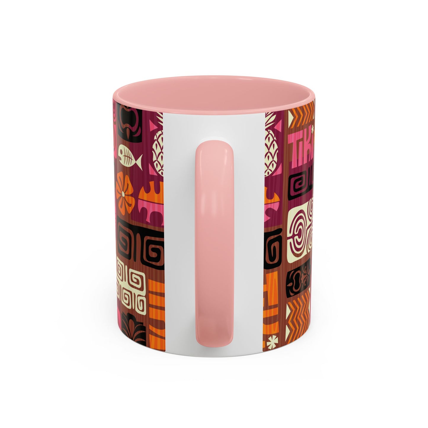 Accent Coffee Mug (11, 15oz), 8 Colors - Tiki Poster Pink/Orange