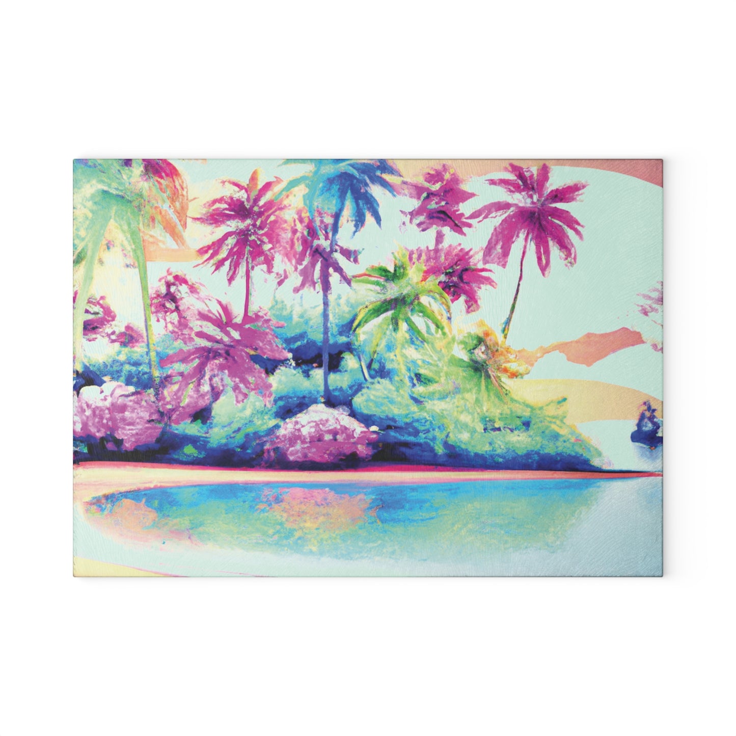 Glass Cutting Board, 2 sizes - Watercolor Beach
