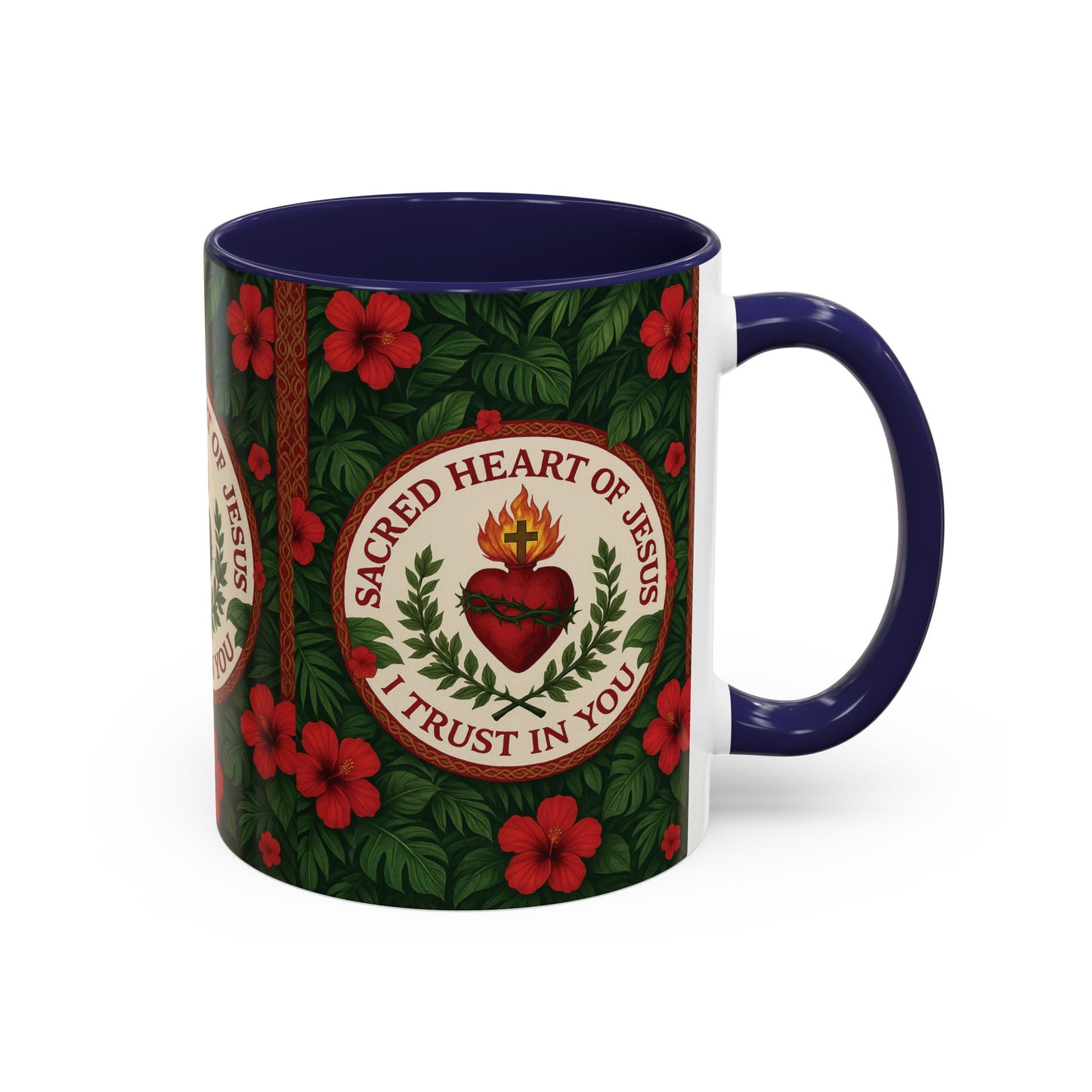 Religious Accent Color Coffee Mug (11, 15oz) / Sacred Heart of Jesus Prayer, Various Colors