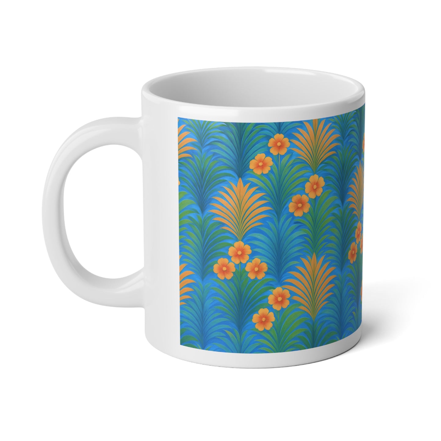 Jumbo Mug, 20oz, Sunrise Palms Blue | Tropical Coffee Cup
