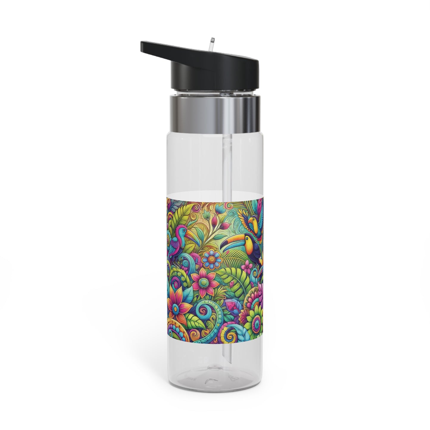 Tropical 20oz Tritan Sport Water Bottle -  Leakproof, Lightweight, BPA-Free / Rainforest Music