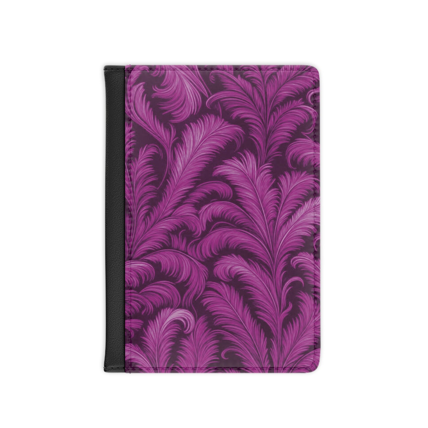 Tropical Passport Cover, Faux Leather - RFID blocking for travel security / Palms Rocco Hot Pink