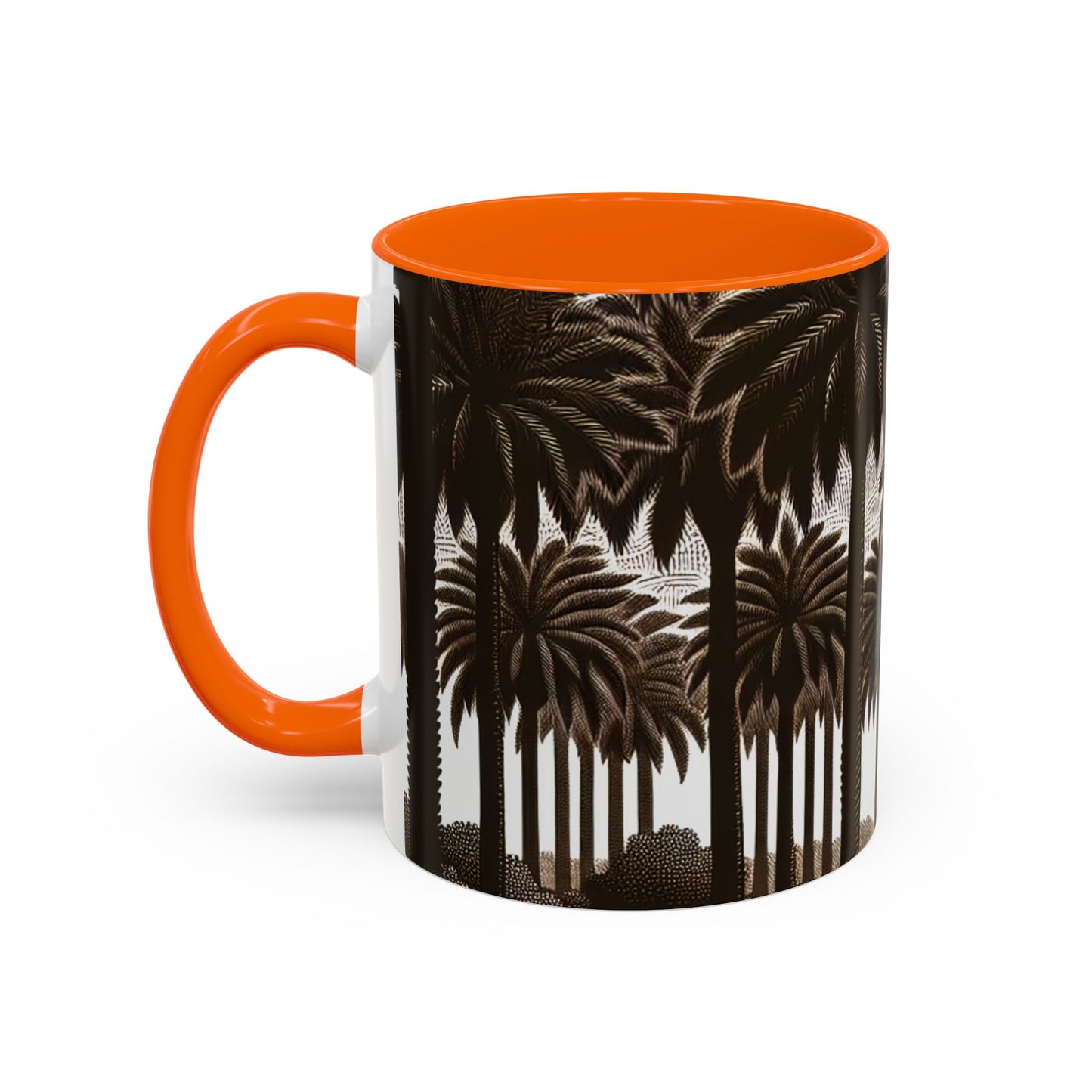 Accent Coffee Mug (11, 15oz) - Woodcut Palm Grove