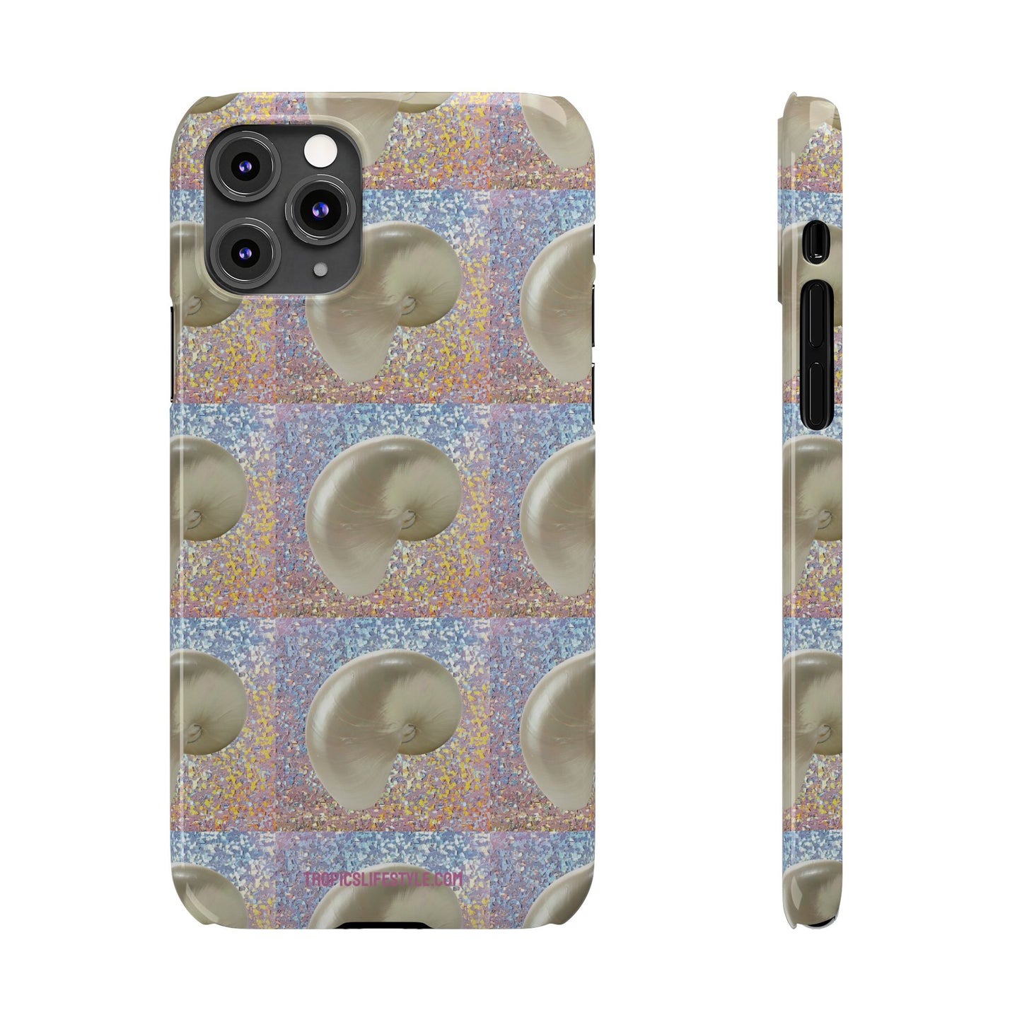 Slim Phone Cases - Disco White Nautilus