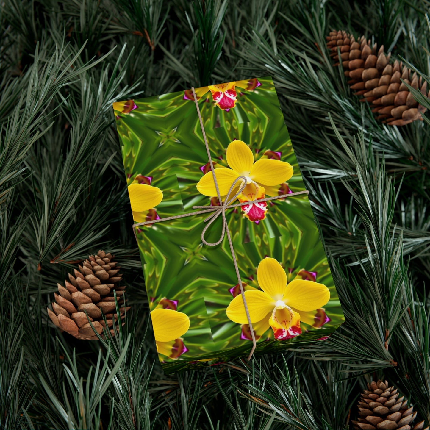 Gift Wrap Papers, Yellow Orchid Kaleidoscope