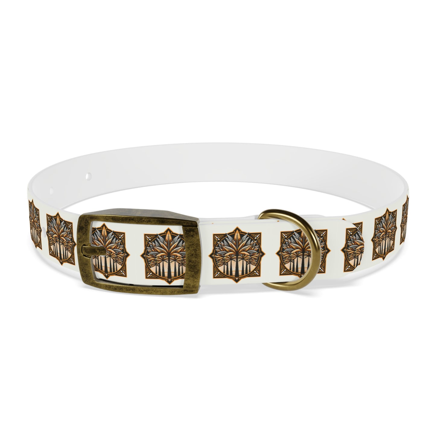 Dog Collar - Deco Palm Trees, Cinnamon