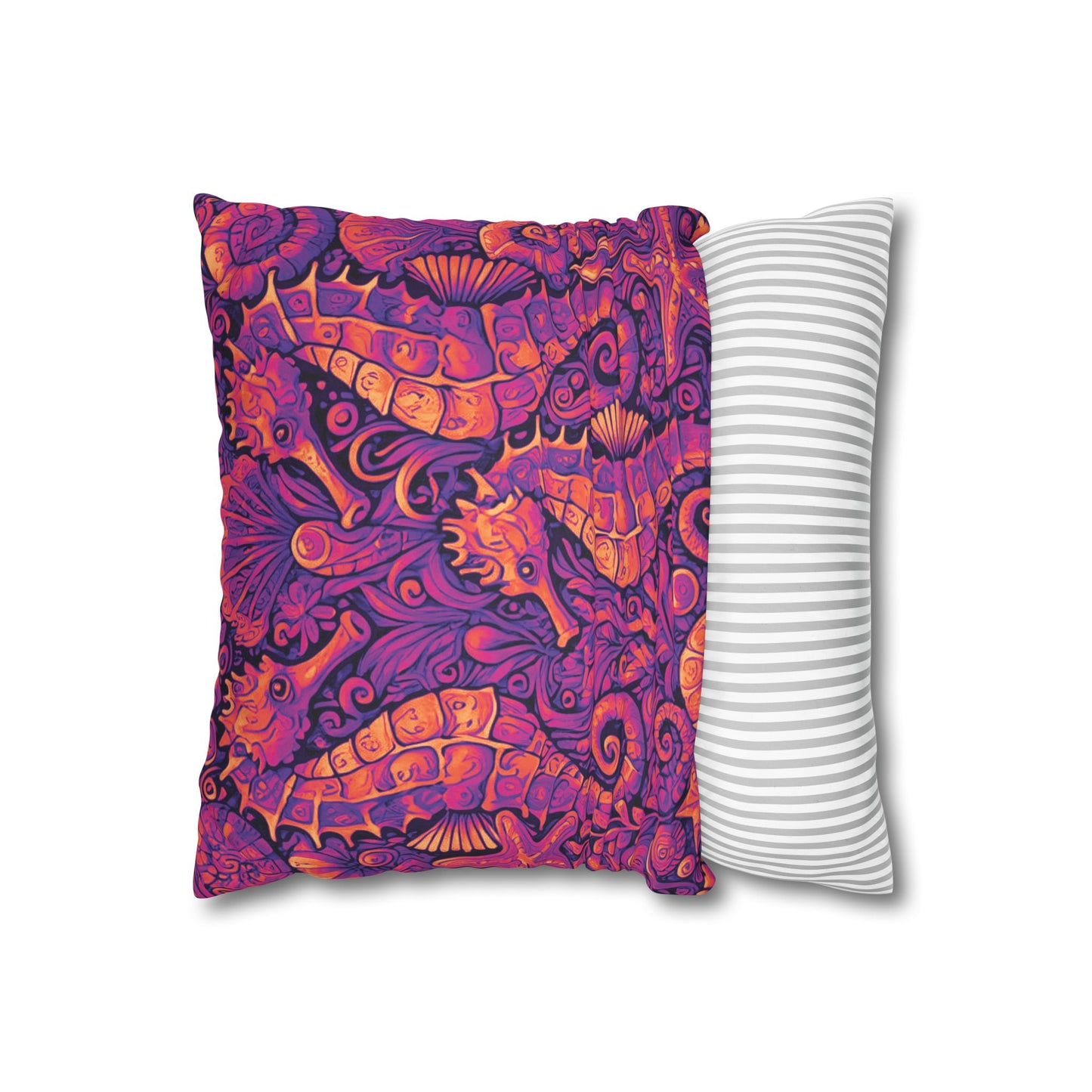 Faux Suede Square Pillowcase - Seahorse Trio, Heatwave
