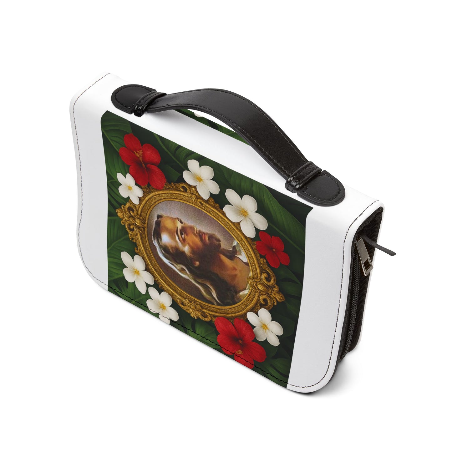 Tropical Jesus Bible Cover, White / Floral Bible Cover Protector, Christian Church Accessories