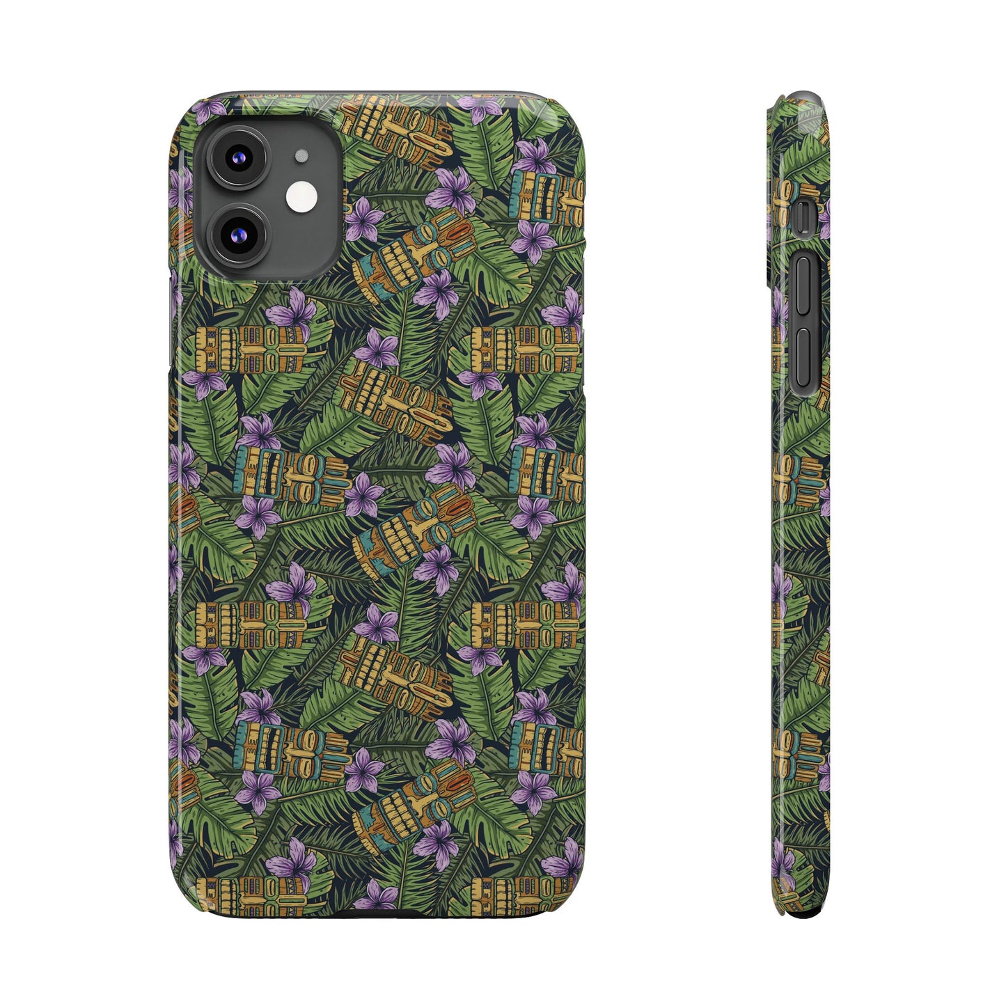 Slim Phone Cases - Tiki Purple Greenery