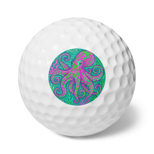 Coastal-Themed Golf Balls, 6pcs - Perfect Gift for Golf Enthusiasts / Kraken Joe, Purple