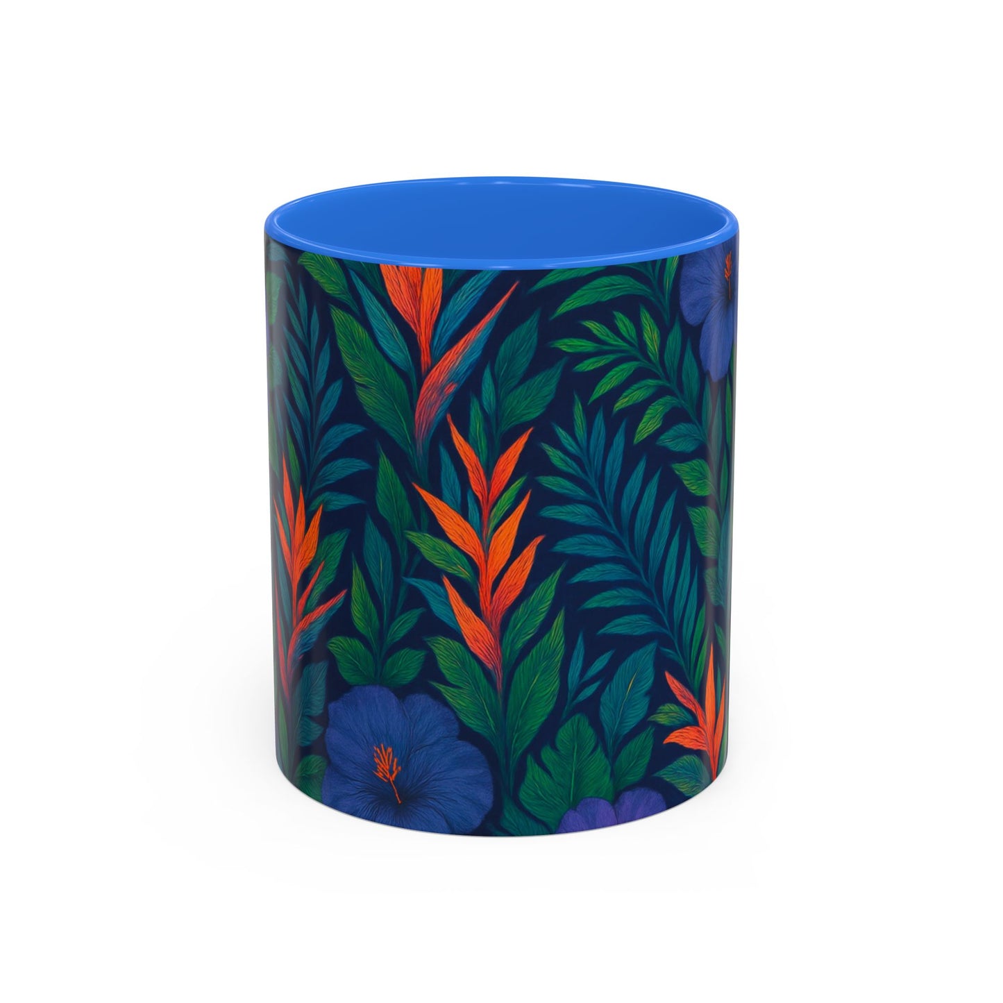 Vibrant Floral Coffee Mug - 11oz & 15oz / Midnight Flower Coral