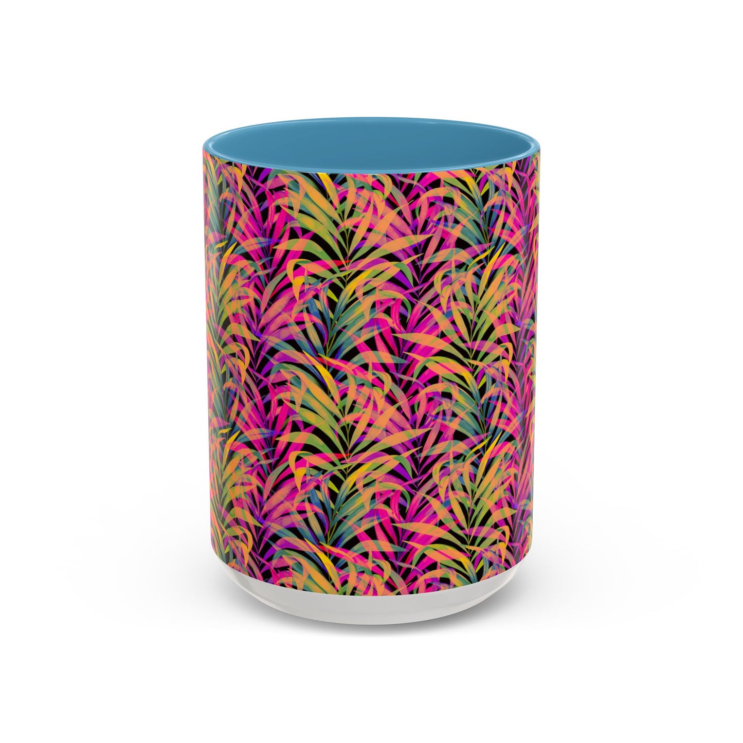 Accent Coffee Mug (11, 15oz), Rainbow Fronds / Various Colors