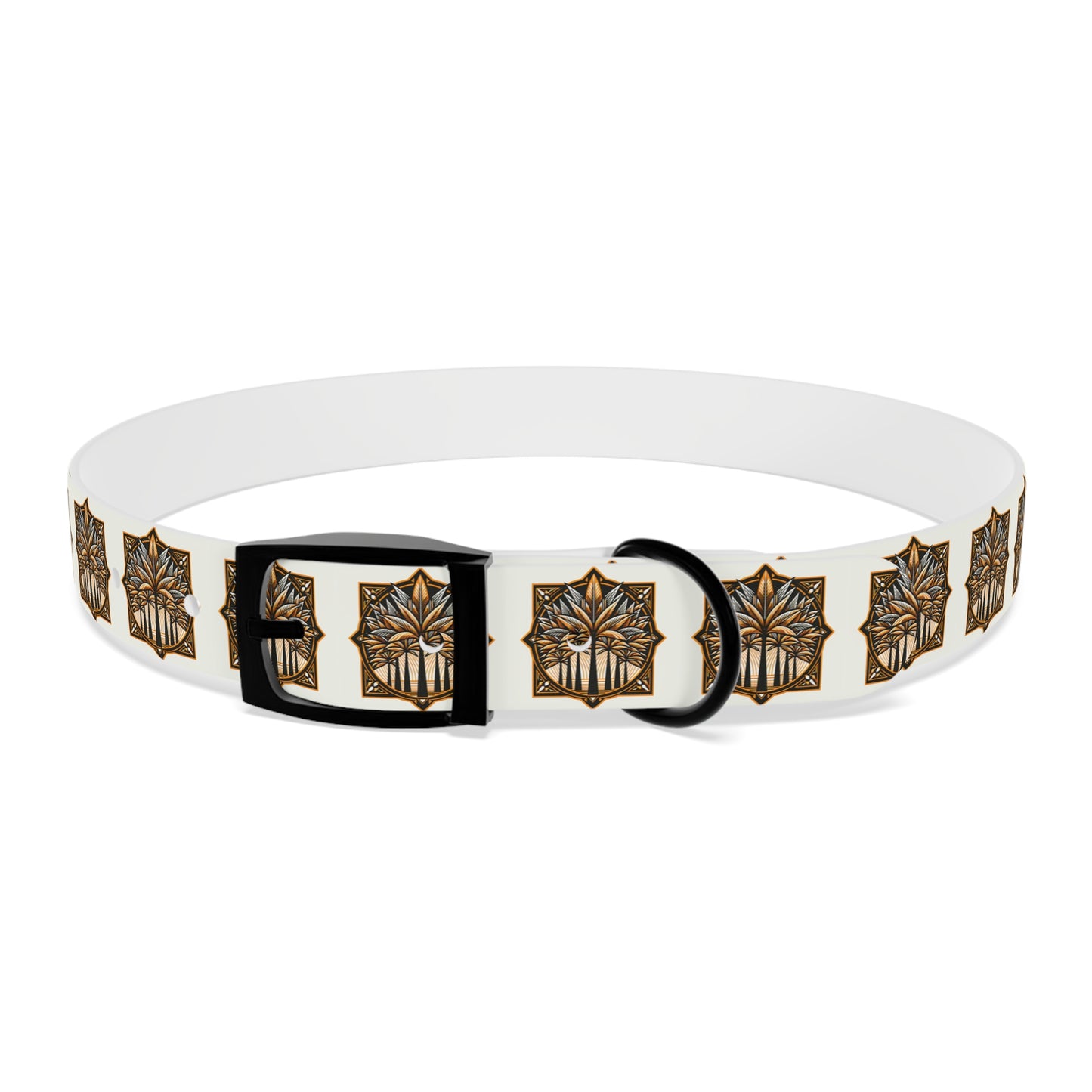 Dog Collar - Deco Palm Trees, Cinnamon