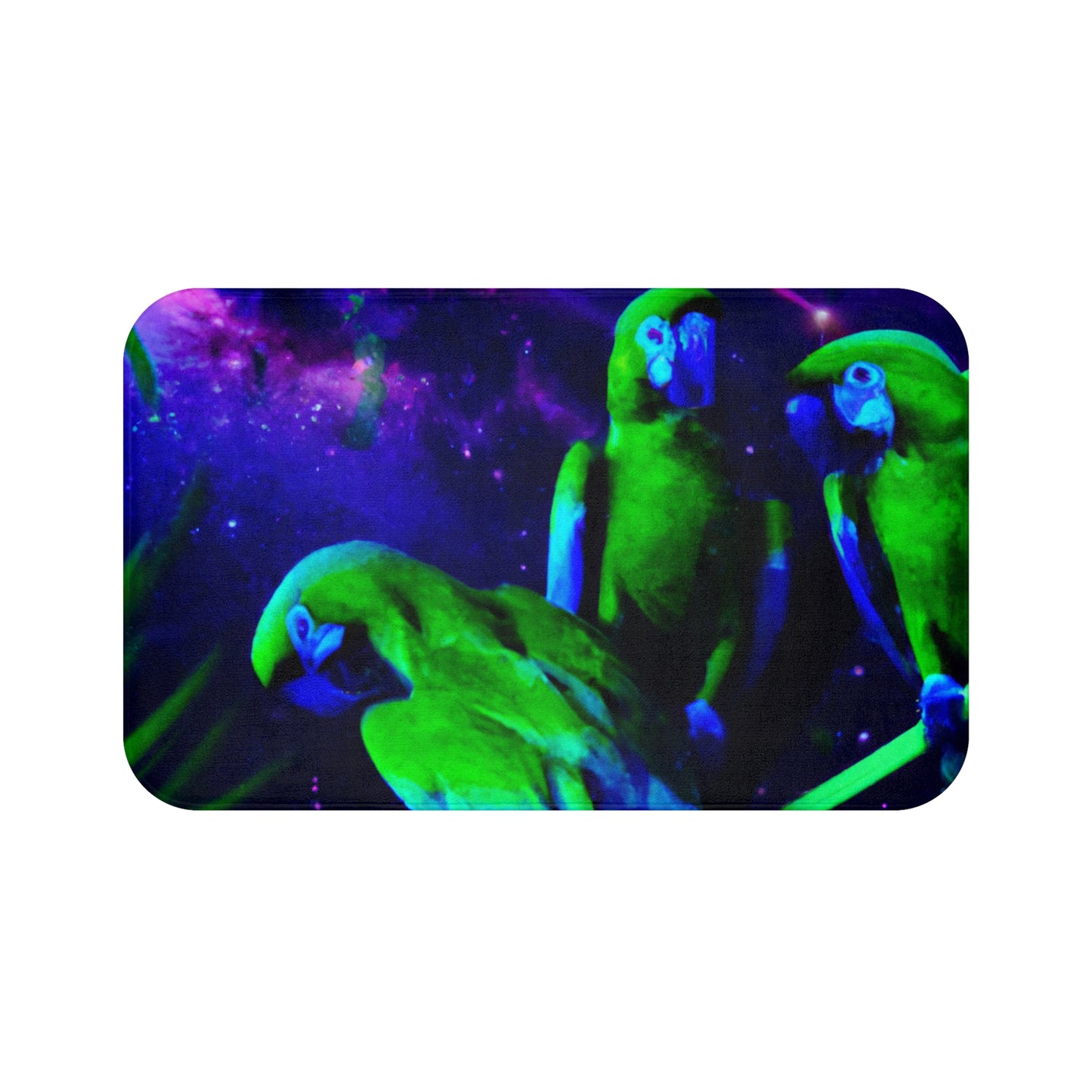 Galactic Parrot Bath Mat, 2 Sizes - Tropical Vibes for Home Decor