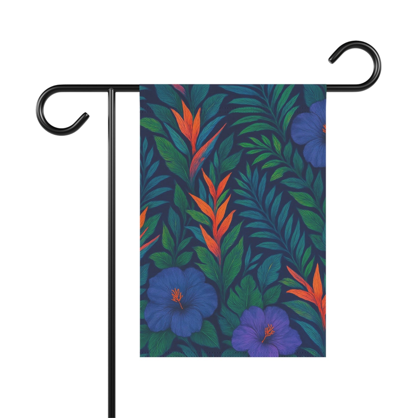 Tropical Garden Flag - Perfect for Outdoor Decor / Midnight Flowers, Navy