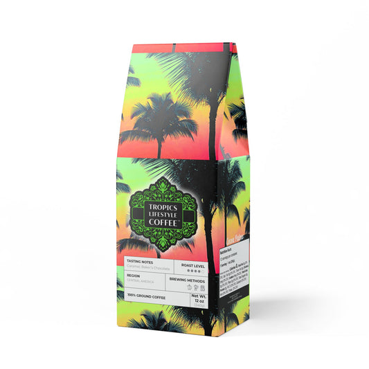 Cocoa Palms Blend™ (Medium-Dark Roast) Specialty Grade Craft Coffee / Palm Glow, Sangria