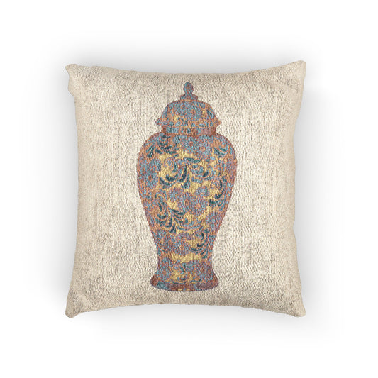 Woven Pillow, 17"W x 18"L ~ Tropical Ginger Jar