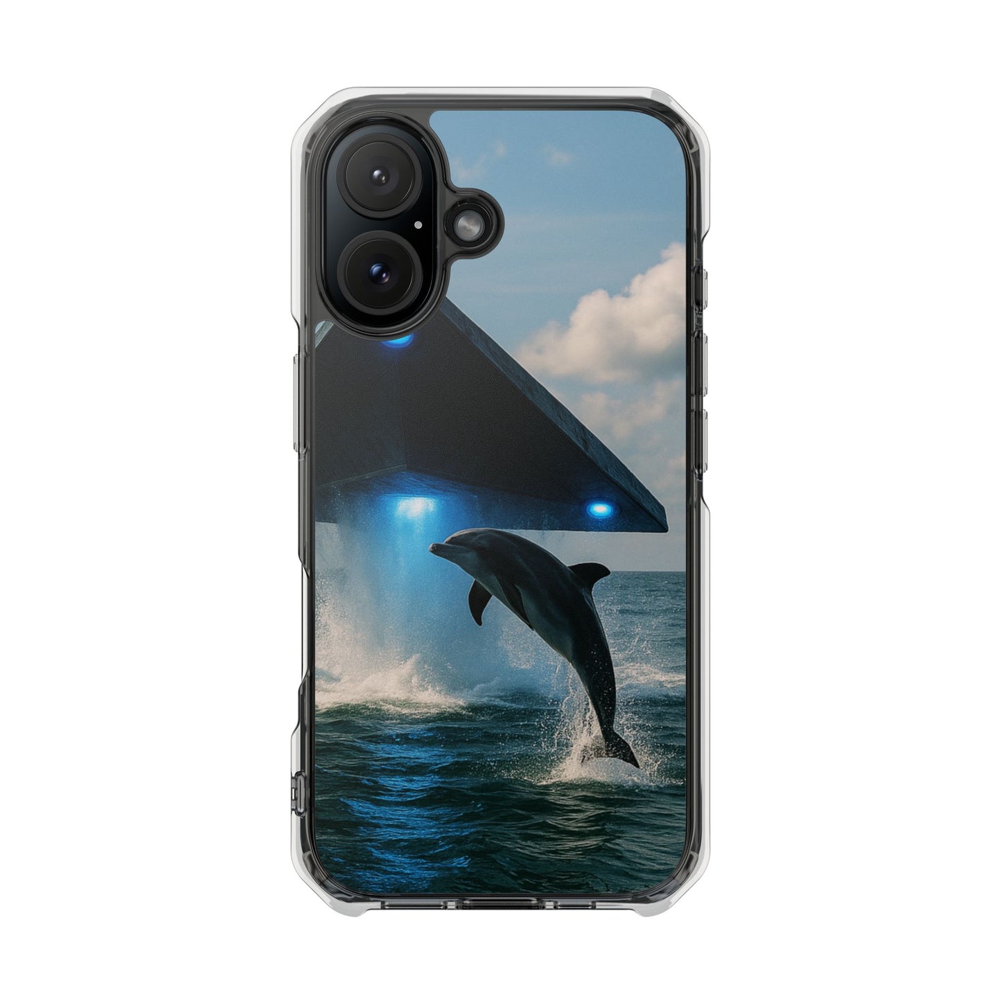 UFO and Dolphin Magnetic Clear Phone Case, Many Models