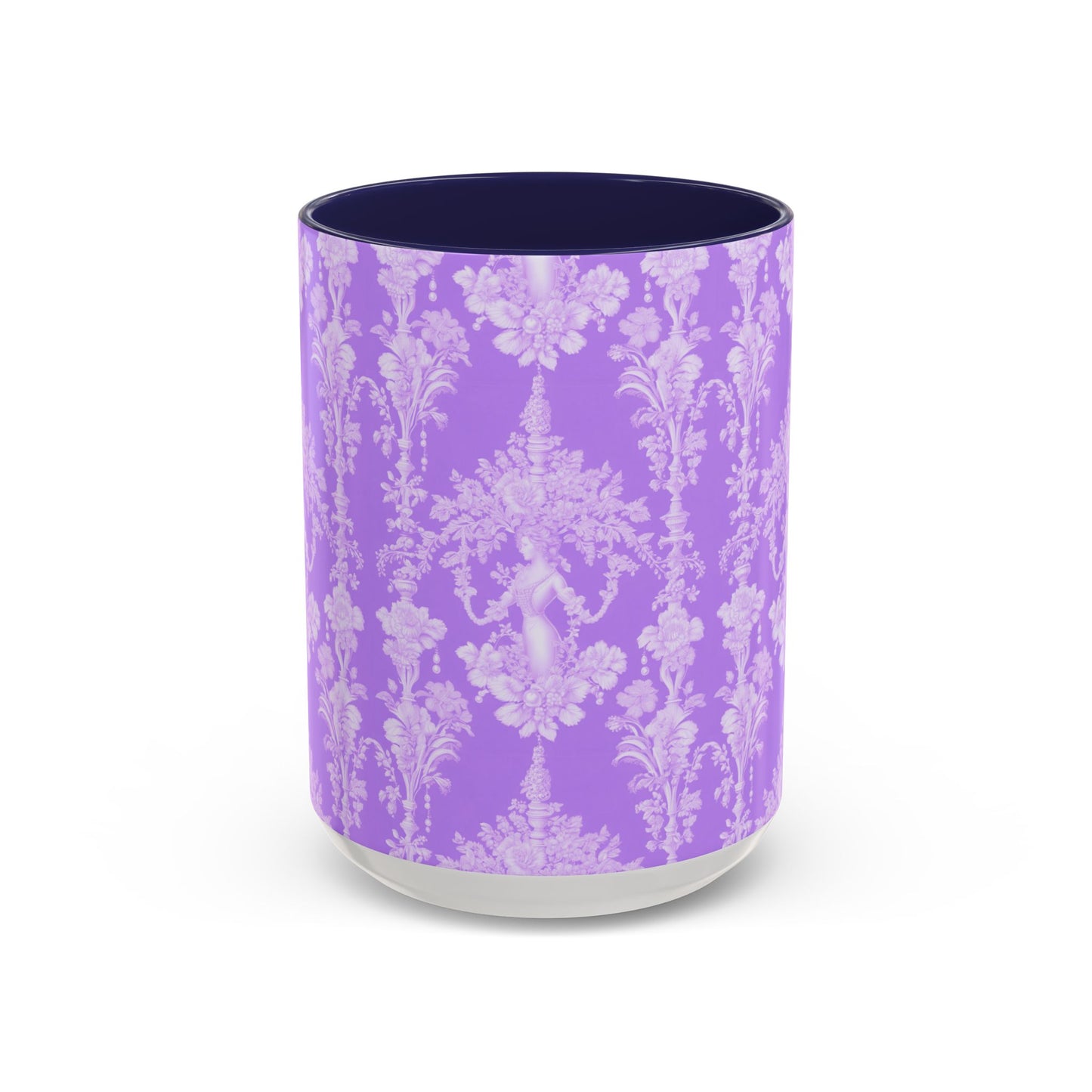 Accent Coffee Mug (11, 15oz), Pearl Lady Toile/Lavender Repeat, Various Colors