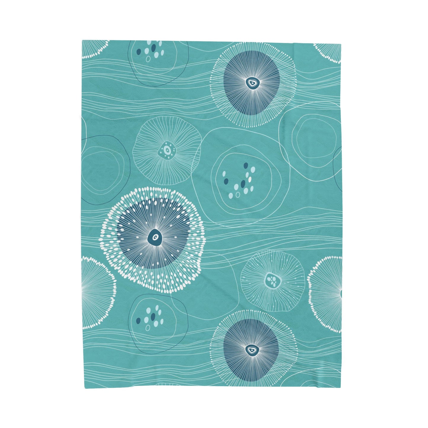 Plankton Drift Teal Velveteen Plush Blanket