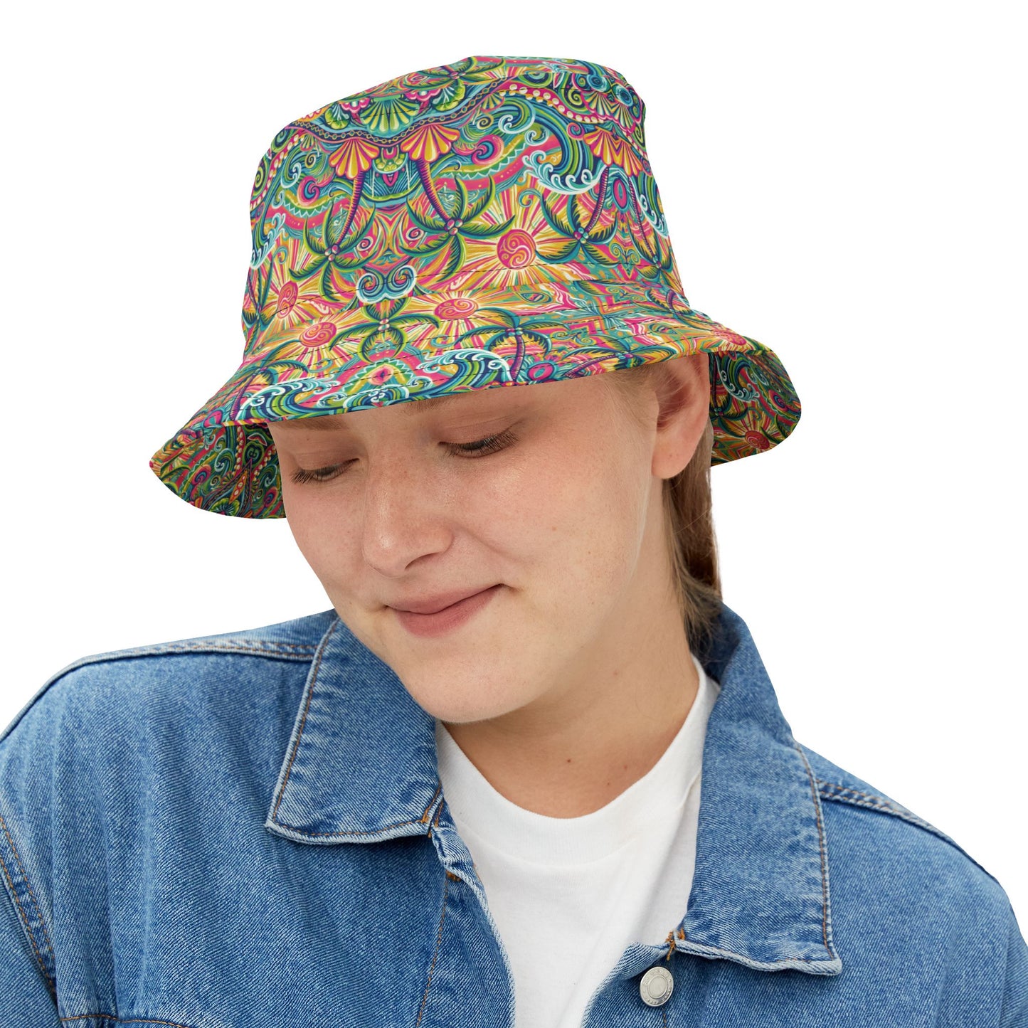 Tropical Polyester Bucket Hat, 2 Sizes - Kaleido Bay