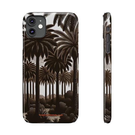 Slim Phone Cases - Woodcut Palm Grove