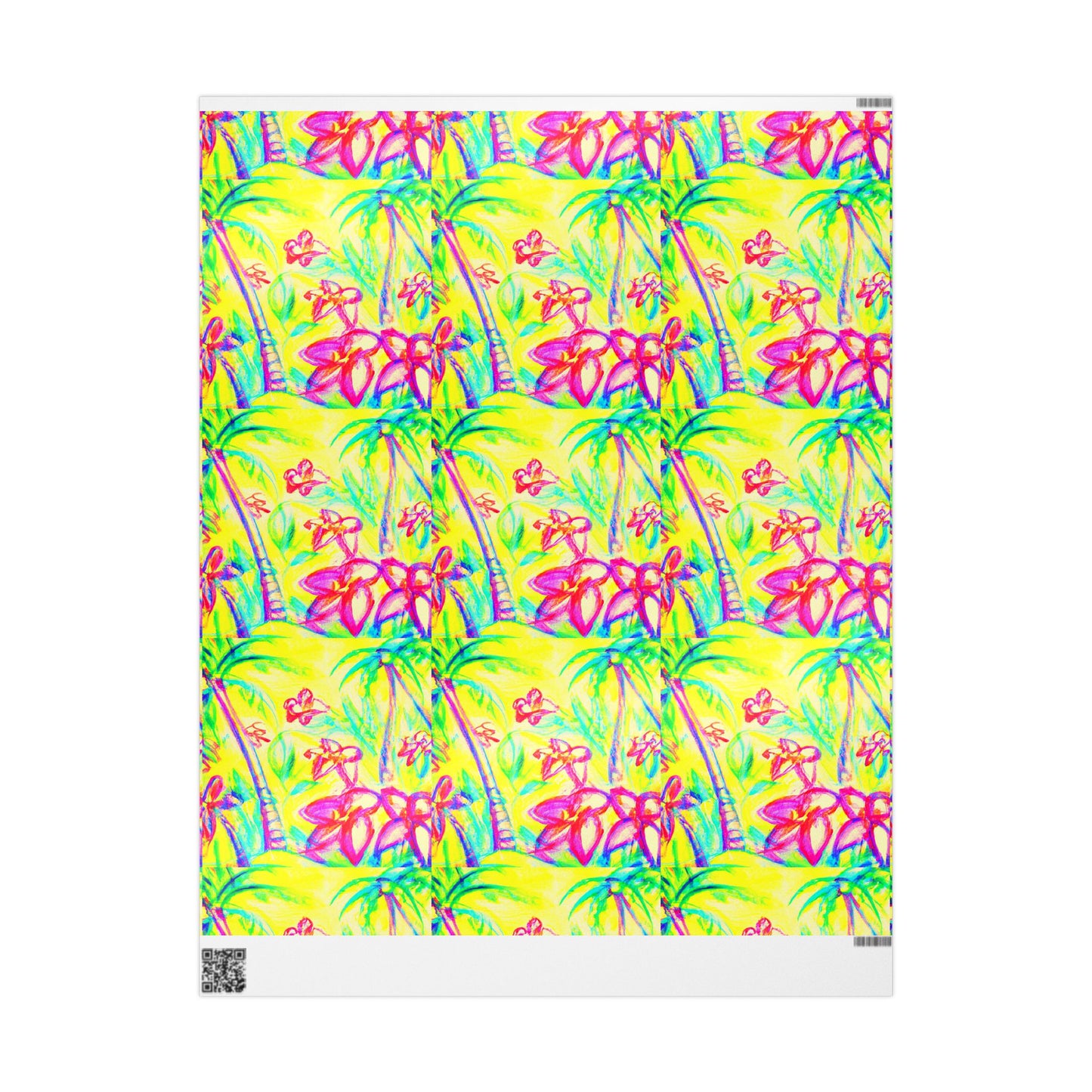 Wrapping Paper - Tropical Gift Wrap for All Occasions, 3 Sizes/2 Finishes / Tropical Doodles, Yellow