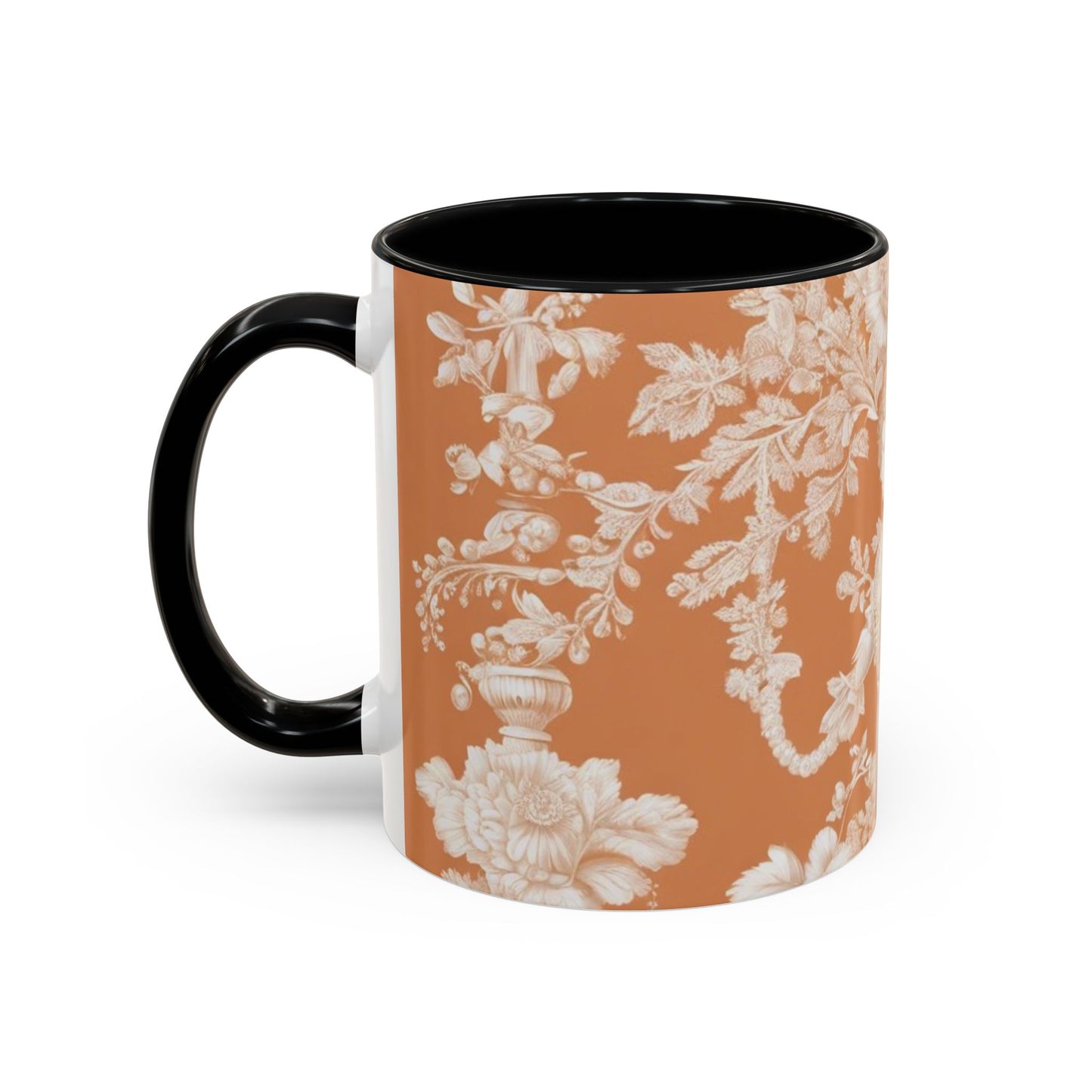 Accent Coffee Mug (11, 15oz), Pearl Lady Toile/Melon, Various Colors