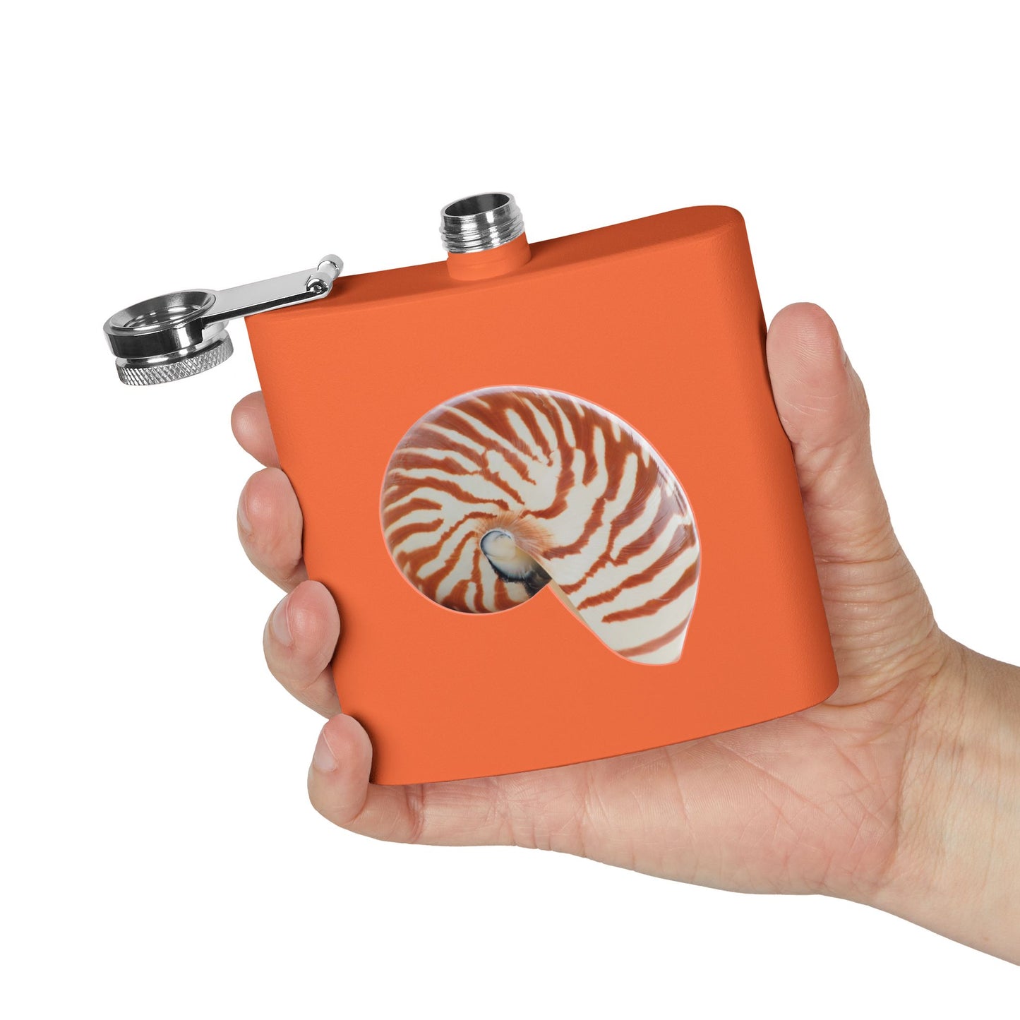 Tropical Stainless Steel 6 oz. Flask, Many Colors  – Real Tiger Stripe Nautilus