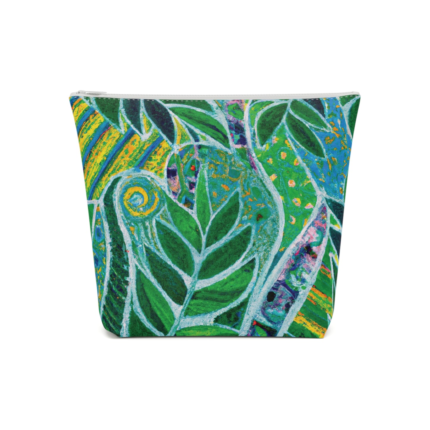 Tropical Cotton Cosmetic Bag, Makeup Pouch, 5 Sizes / Amazon Whimsy, Green