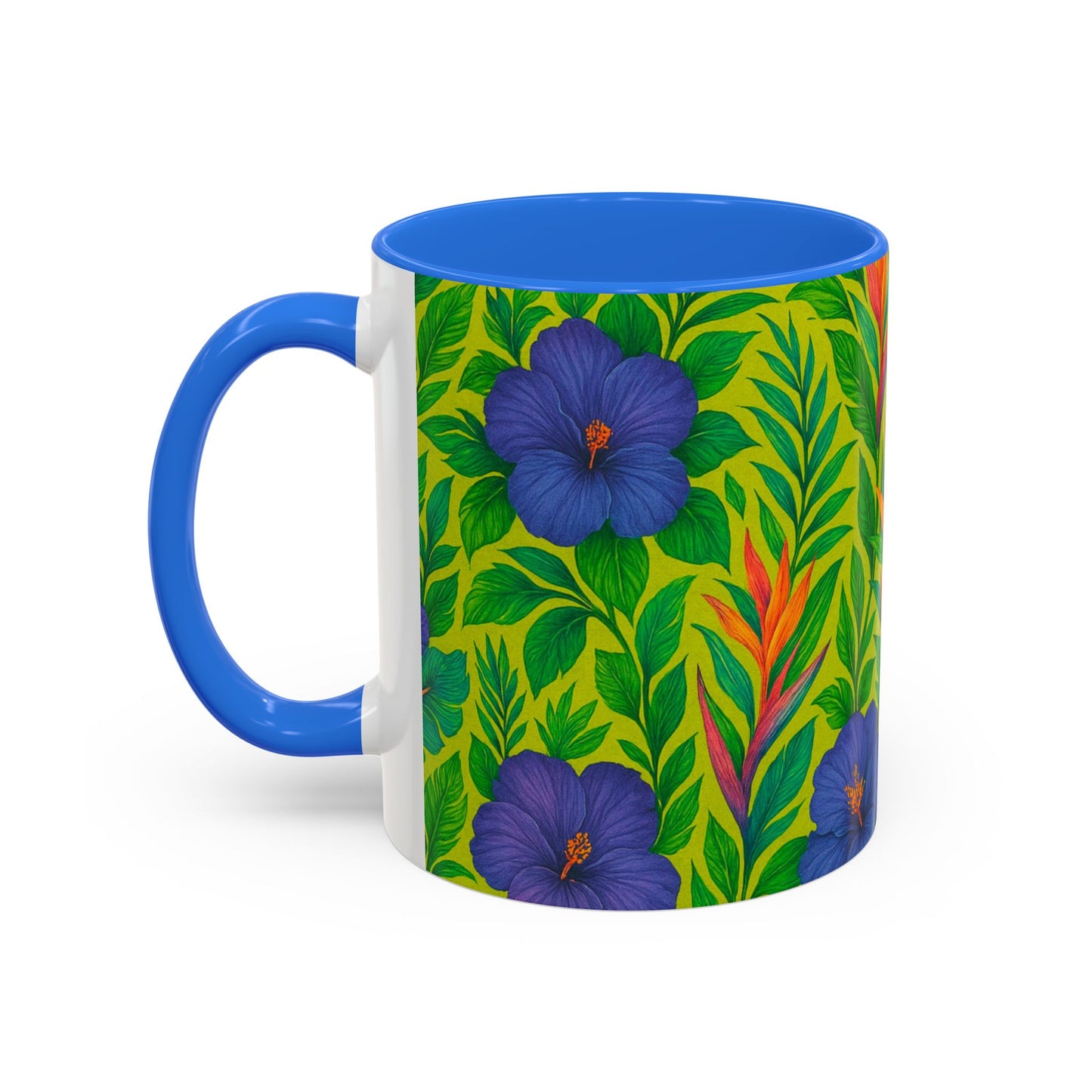 Vibrant Floral Coffee Mug - 11oz & 15oz / Midnight Flower Lime