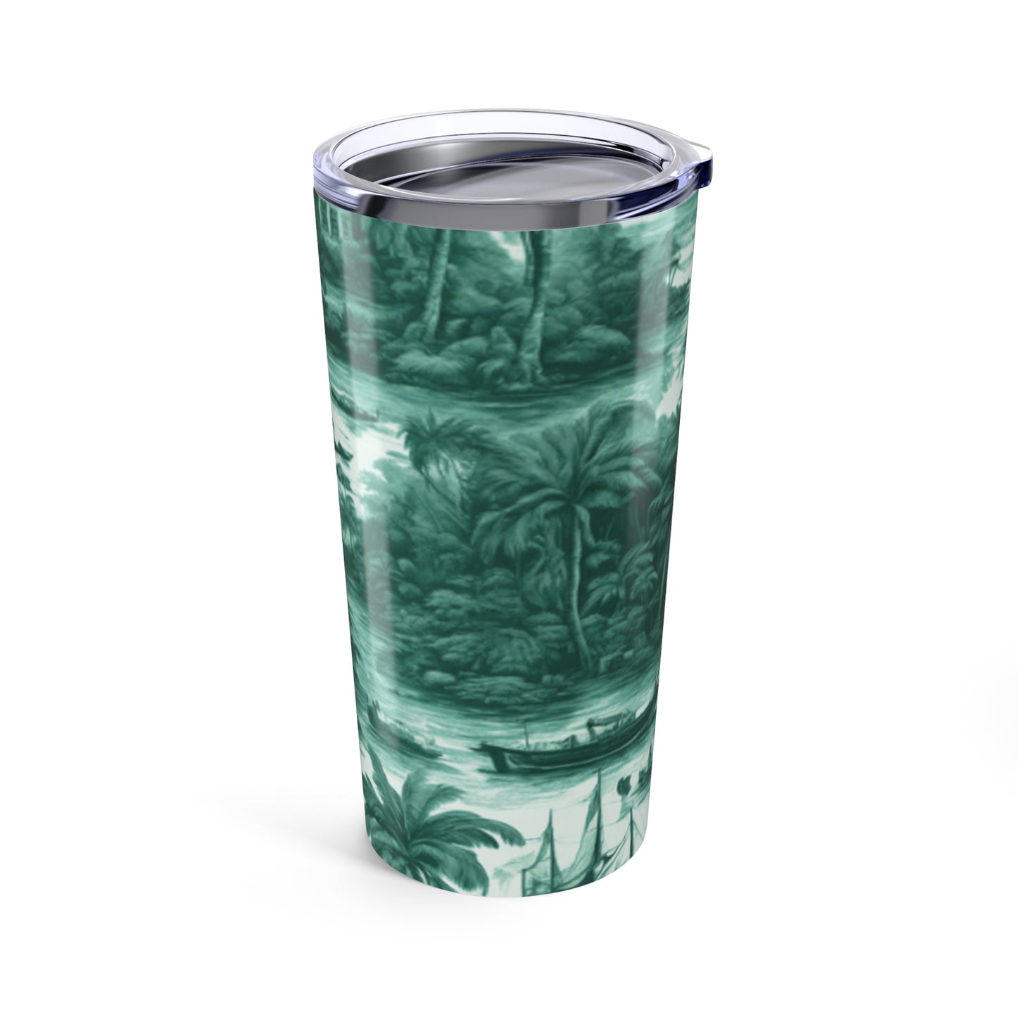 20oz Tropical Glossy Tumbler -Tropical Toile, Evergreen