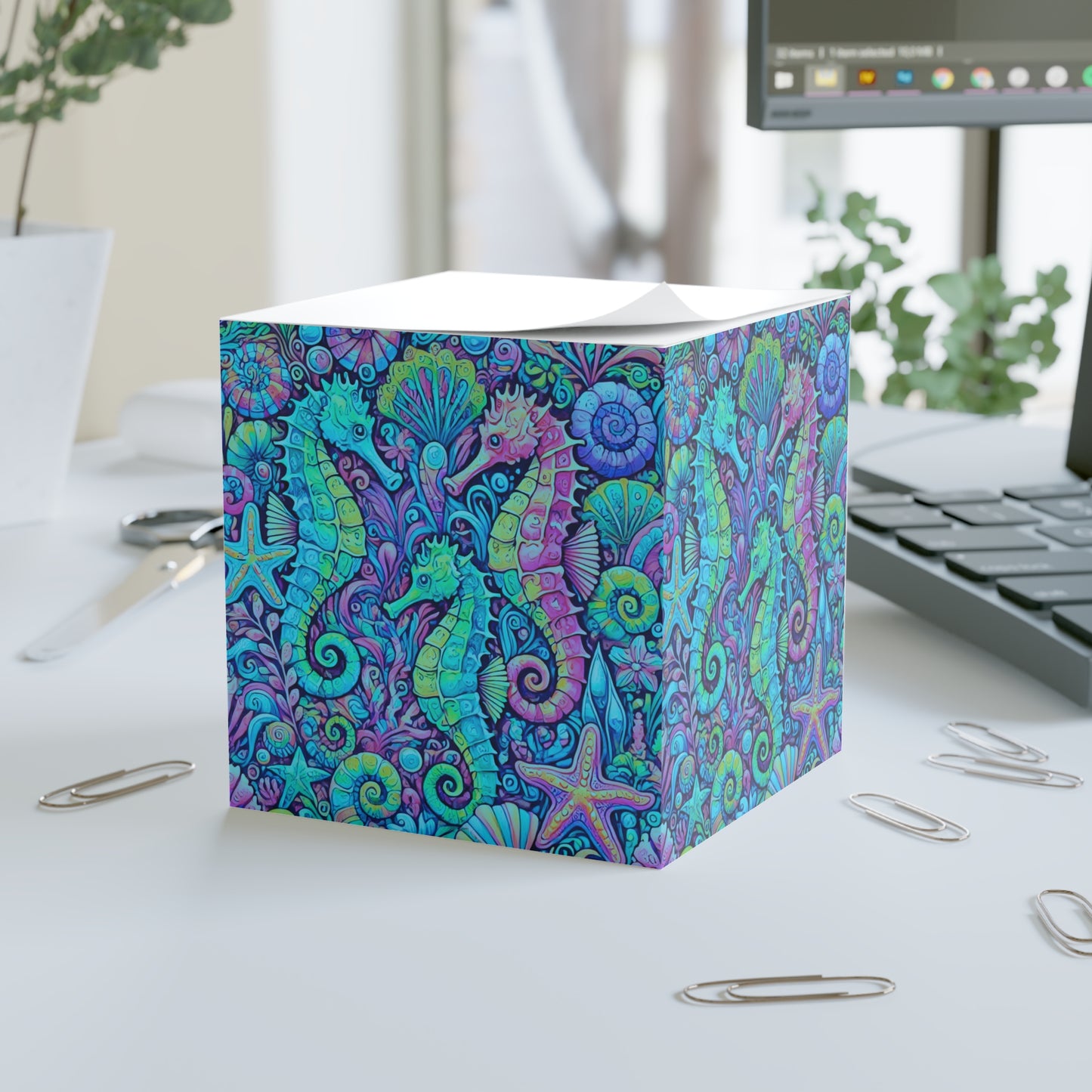 Note Cube - Seahorse Trio/Turquoise Pop