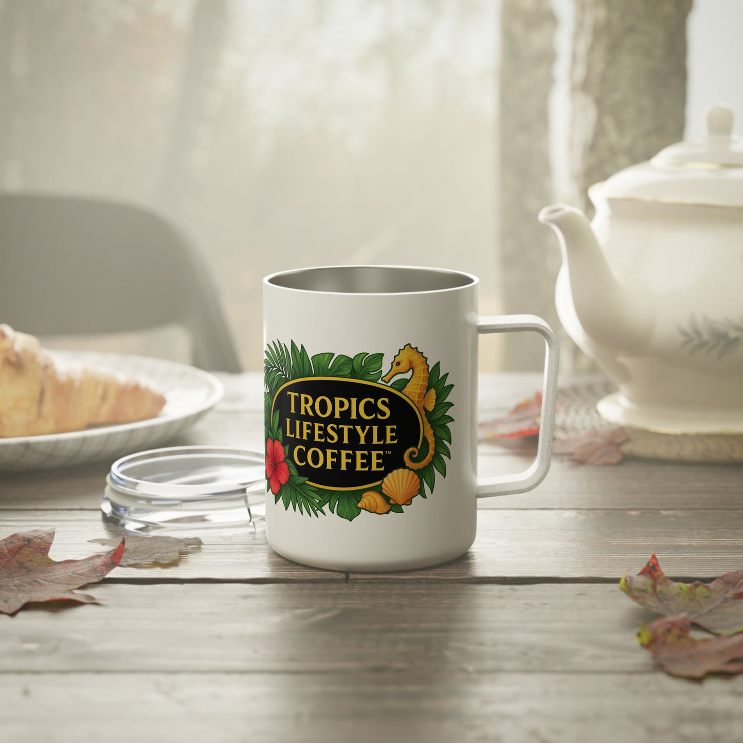 Tropical Insulated Coffee Mug, 10oz / TLC Seahorse Logo