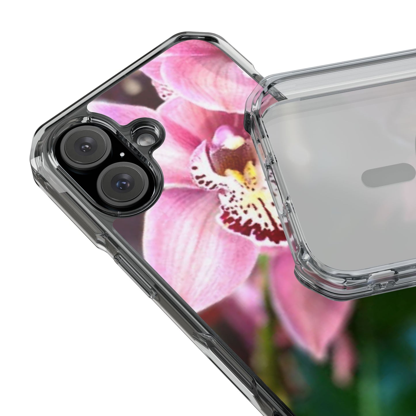 Pink Orchid/Photo Magnetic Clear Phone Case, Many Models