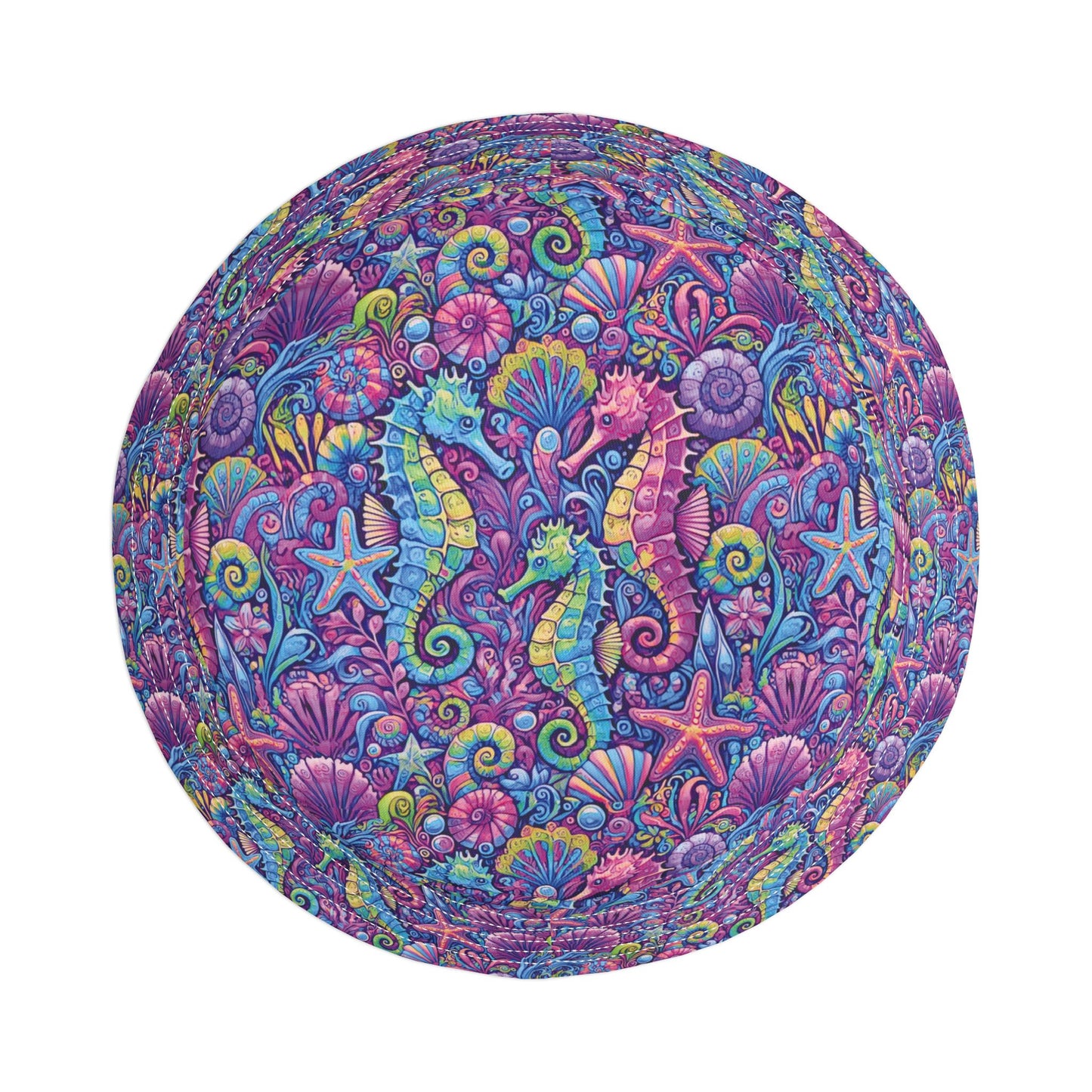 Tropical Polyester Bucket Hat, 2 Sizes - Seahorses Fantasy Pop