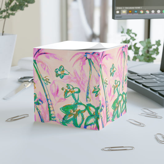 Note Cube - Tropical Doodles, Pink