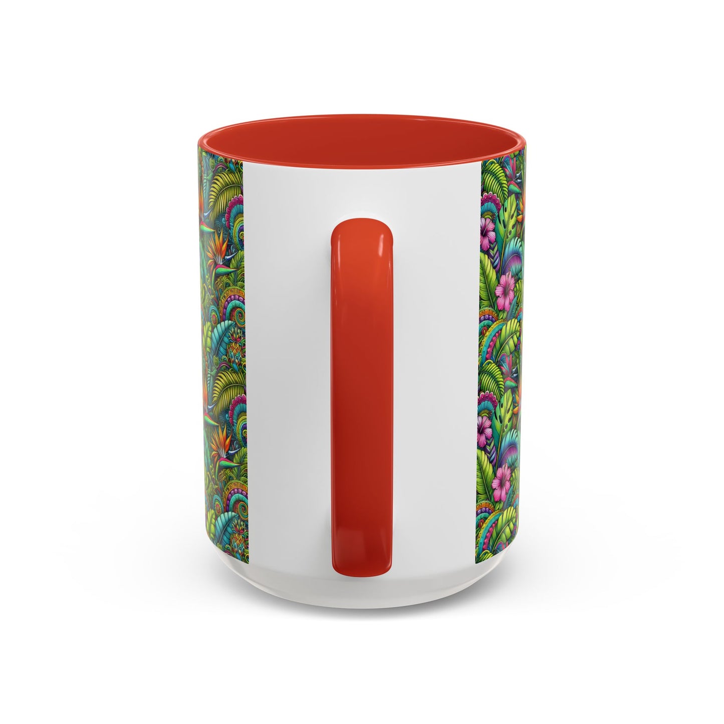Accent Color Coffee Mug (11, 15oz), Rainforest Blooms, Various Colors