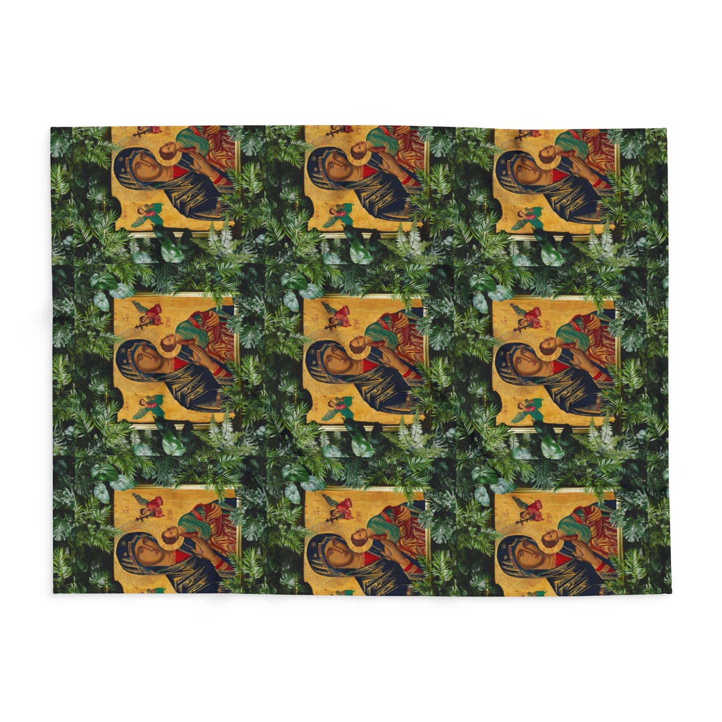 Our Lady of Perpetual Help Religious Fleece Blanket - Colorful Tropical Design