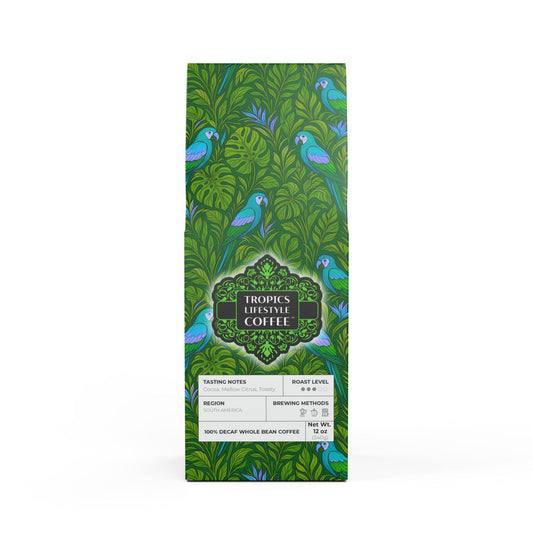Rainforest Mist™ Single Origin DECAF (Medium Roast), Specialty Grade Craft Coffee / Parrot Family, Blue