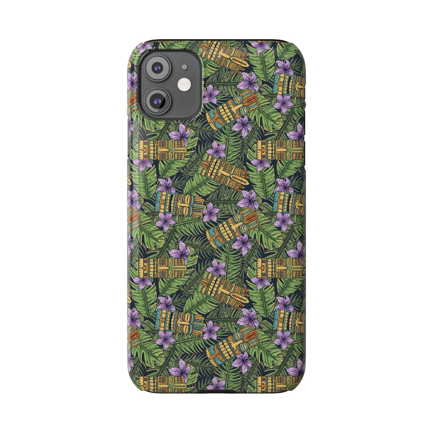 Slim Phone Cases - Tiki Purple Greenery