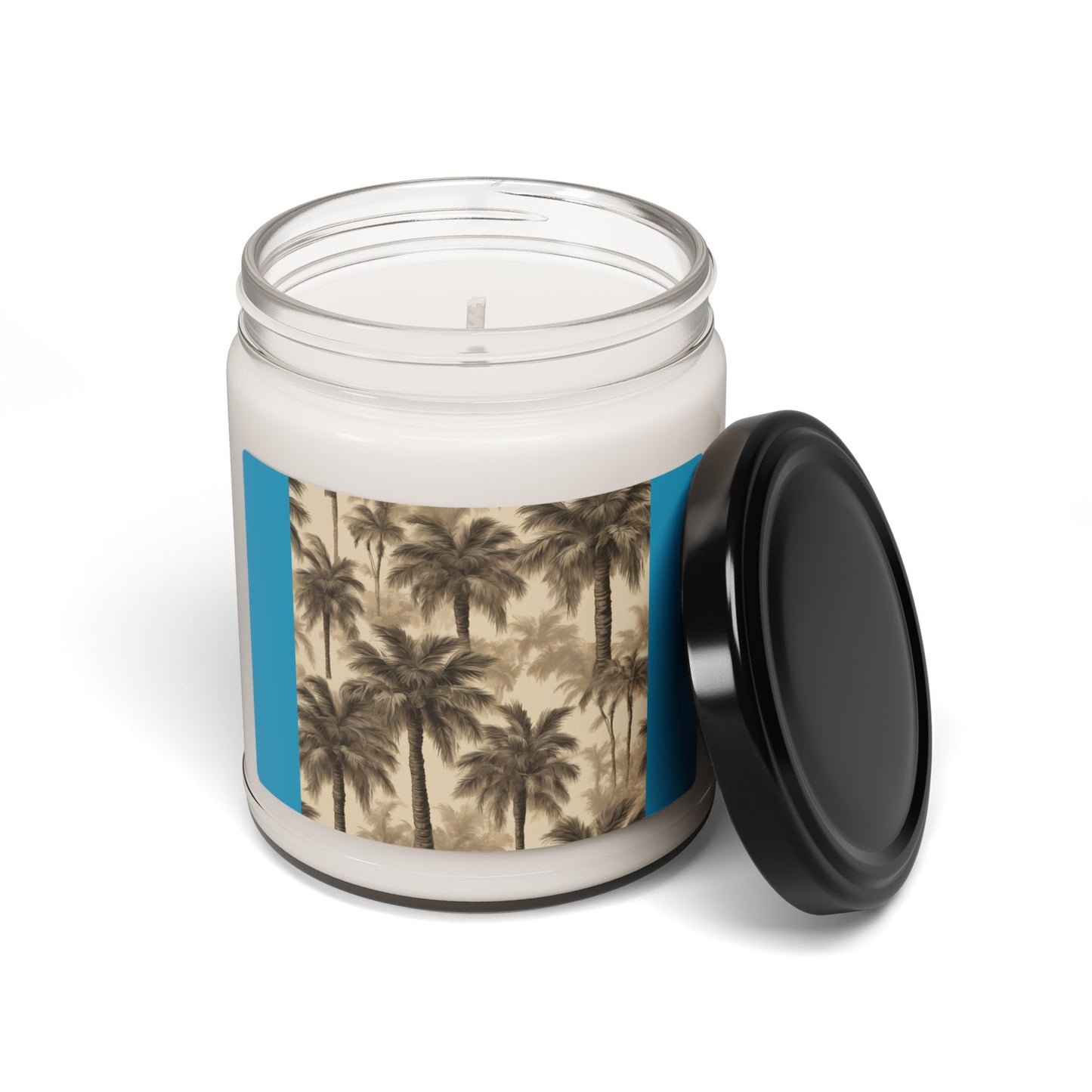 Scented Soy Candle, 9oz, Lisa's Fluffy Palms, turquoise