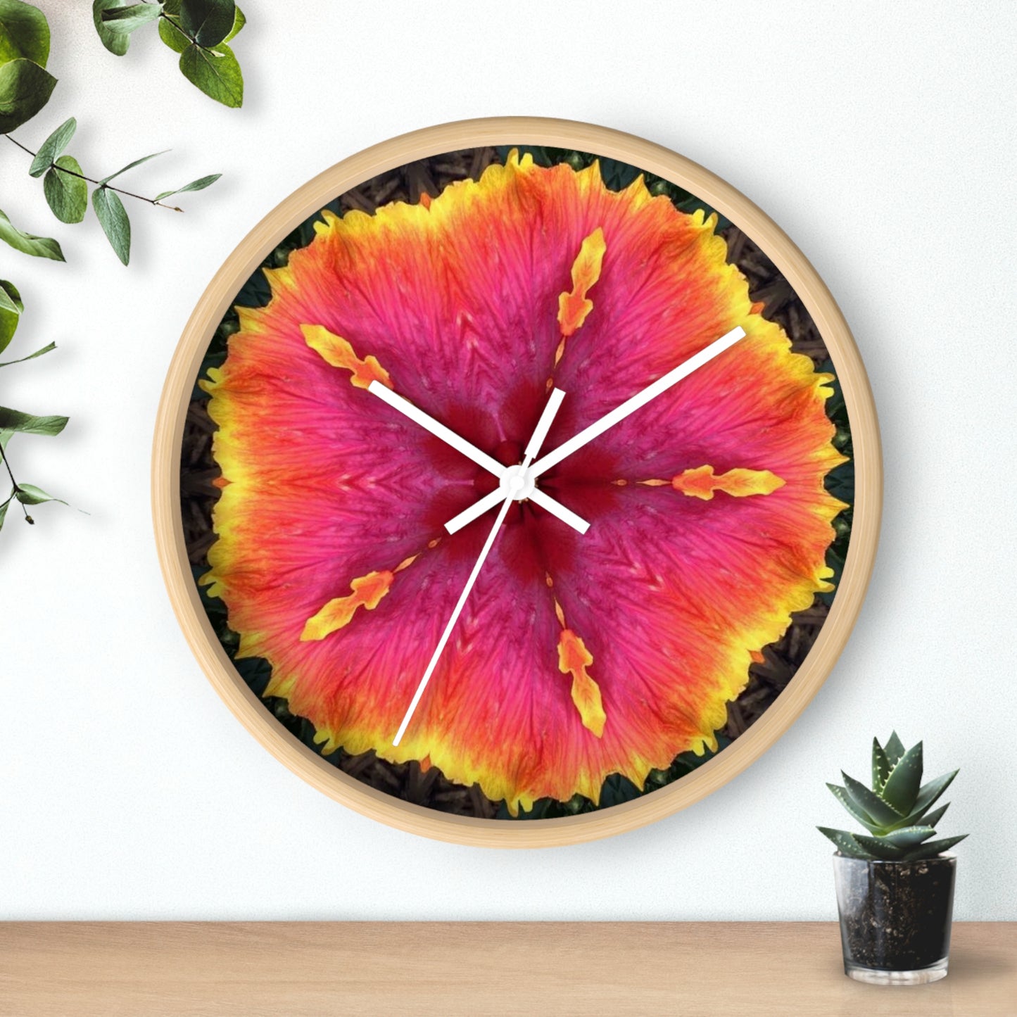 Wall Clock - Hibiscus Kaleidoscope #1