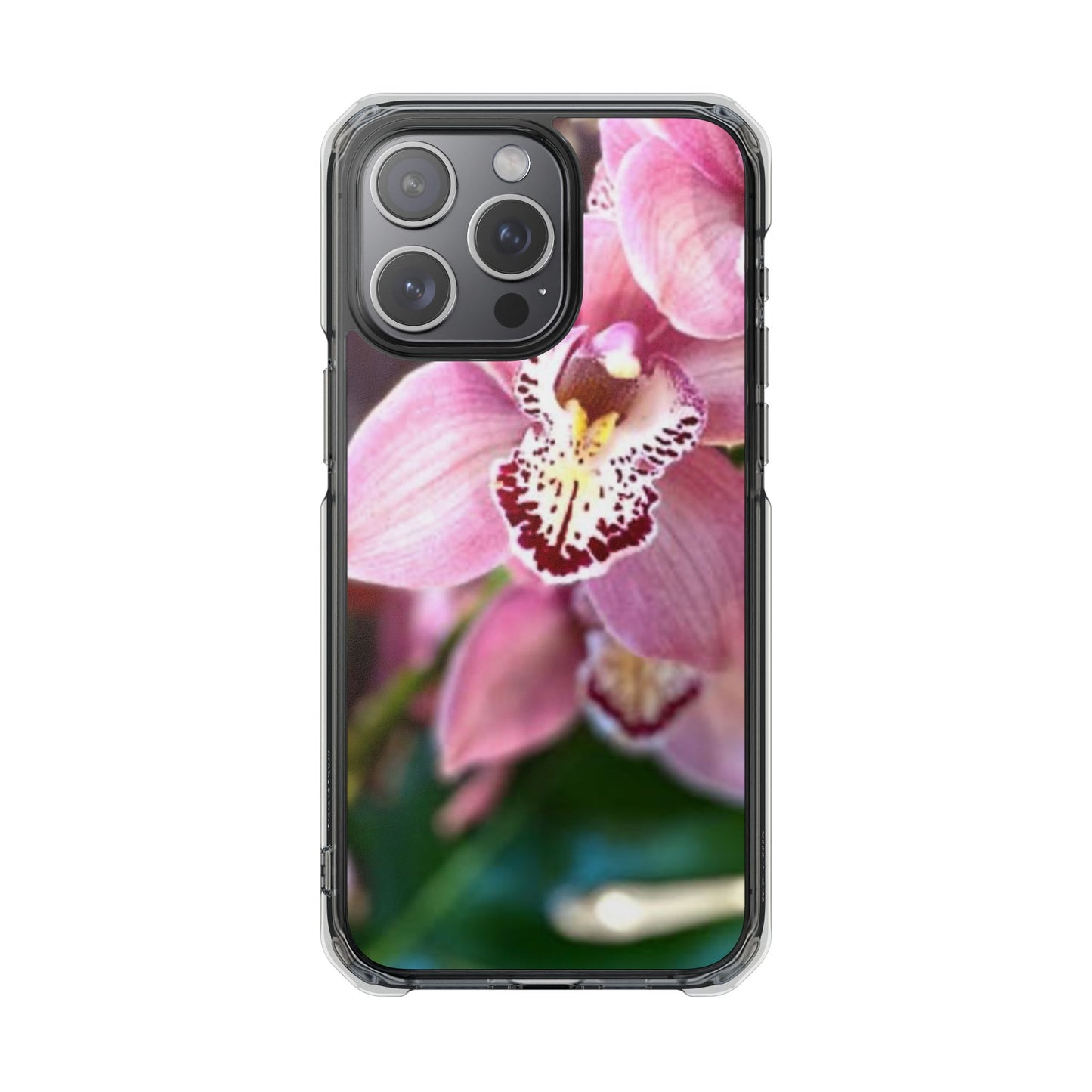Pink Orchid/Photo Magnetic Clear Phone Case, Many Models